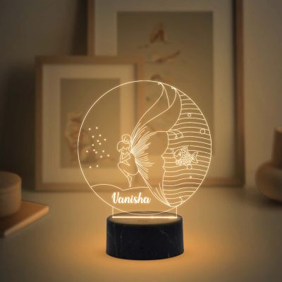 3D Illusion Butterfly Night lamp with Warm White Color Customized with Name Birthday Gifts for Girls